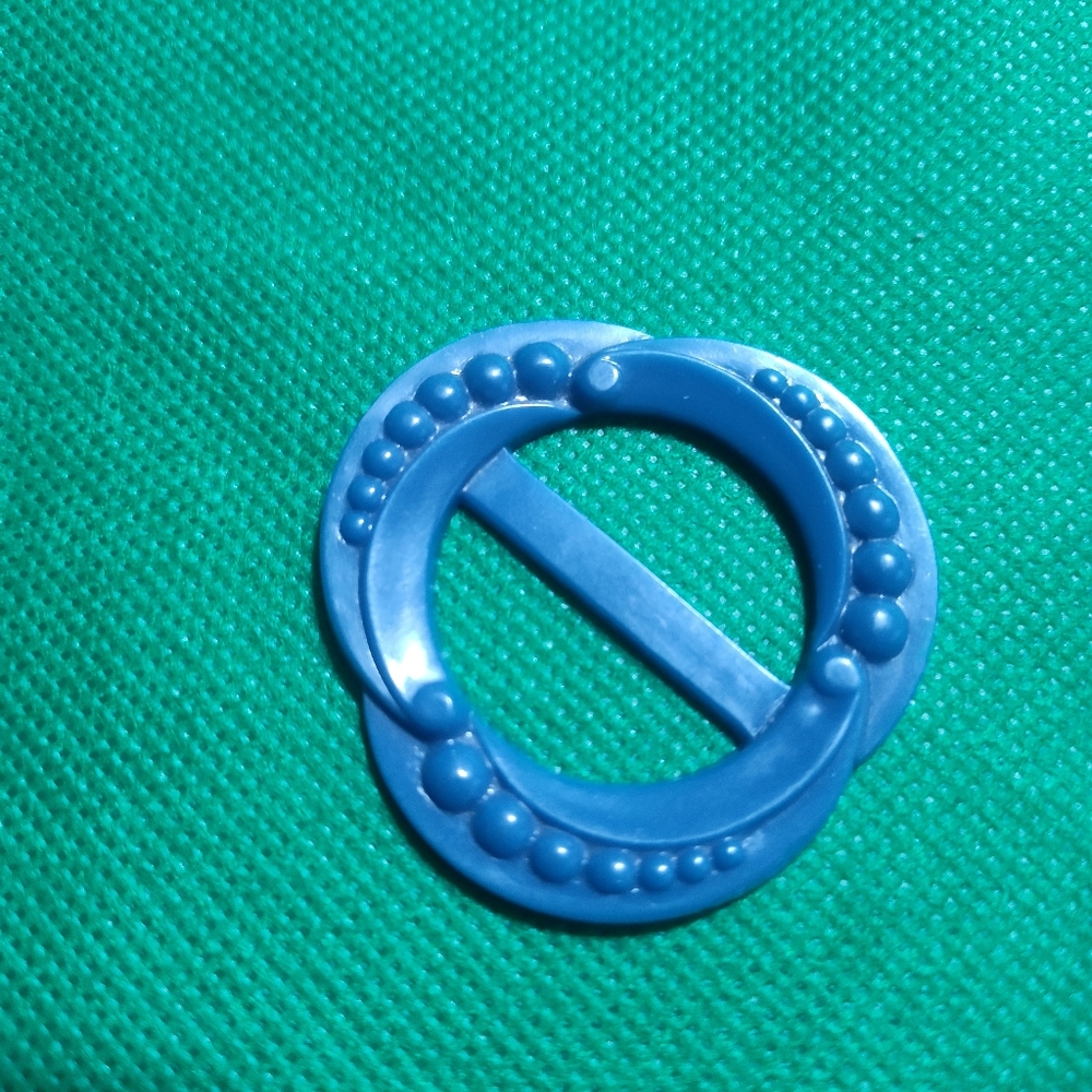 Vintage blue plastic beaded belt buckle